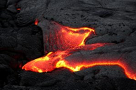 Lava oozing out of a volcano