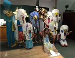 Kids dressed up in Pharaoh headdresses